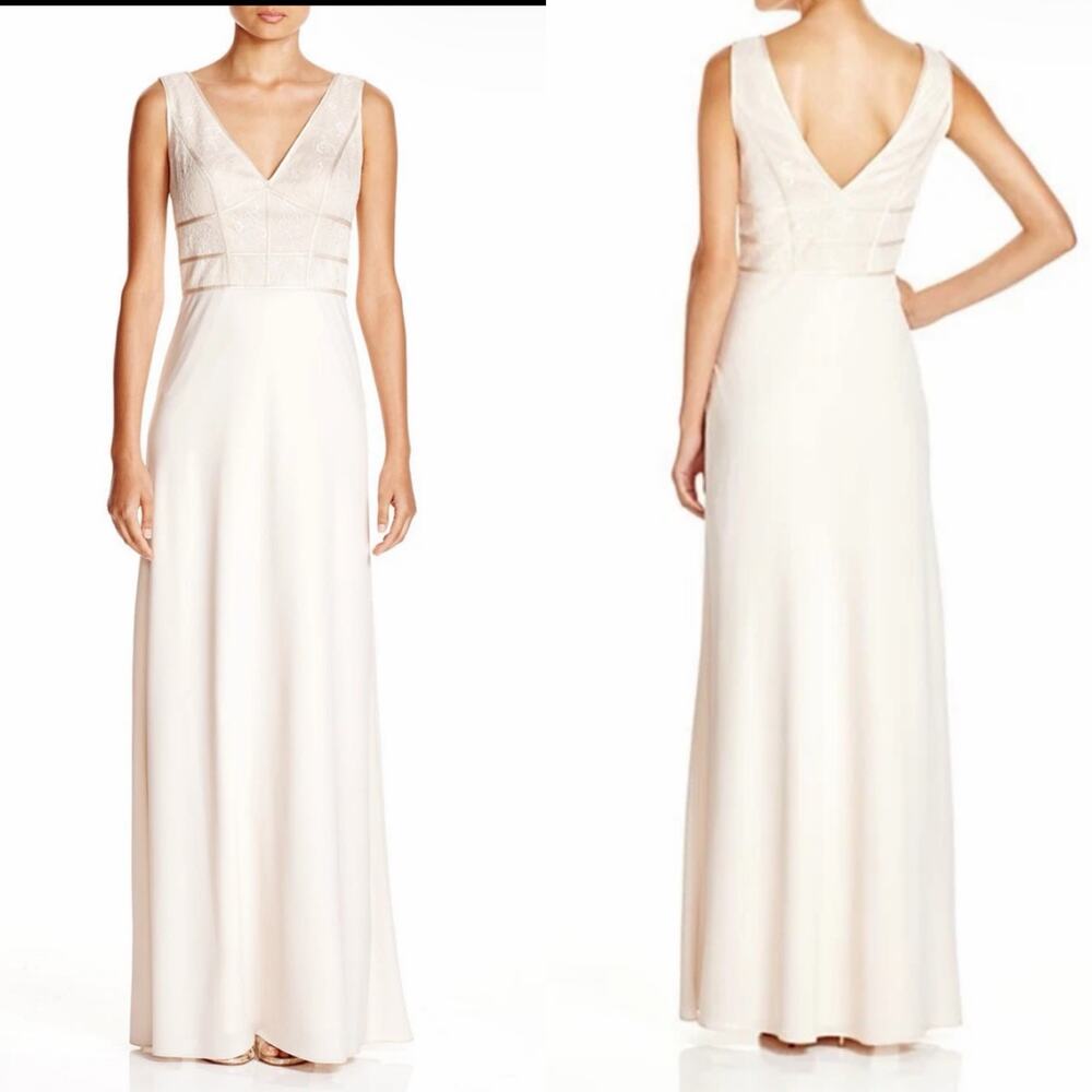 Aidan Mattox Ivory Corset Top Floor Length Dress Size 8